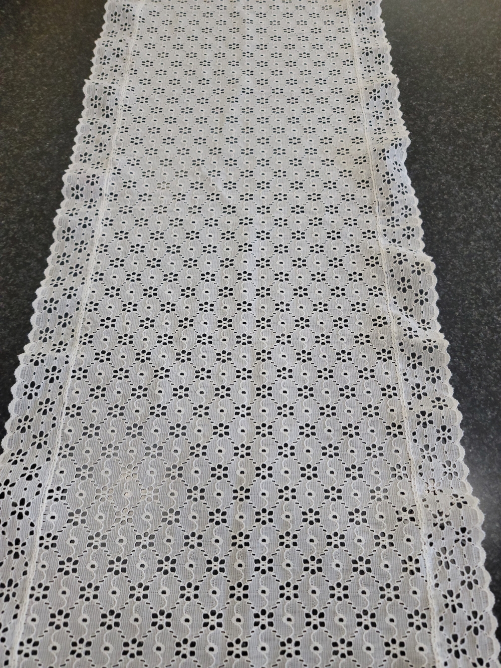 Classic White Eyelet Lace Table Runner